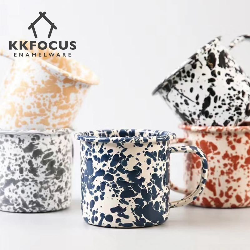 Decorative Enamel Coating Splatterware Enamel Mugs Tea Drinking Cups