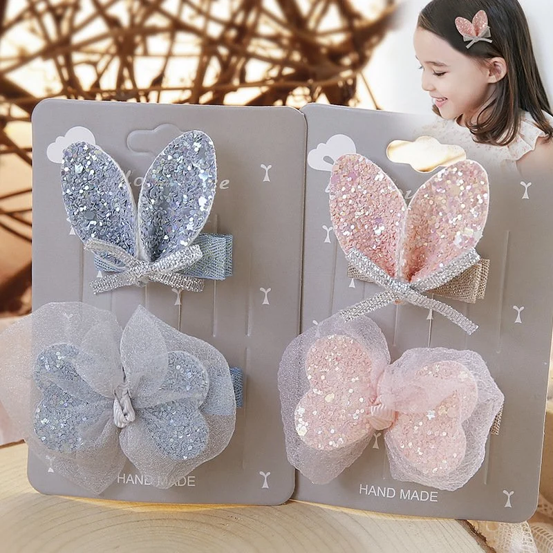 Rabbit Ear Bow Knot Hair Pins Designer Hairgrips for Girls and Kids