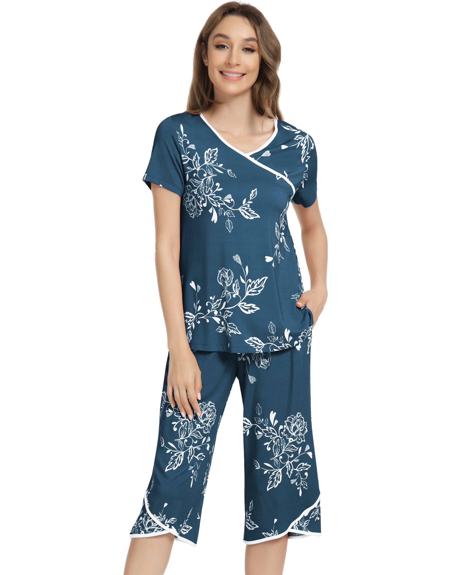 Summer Women Custom Design Cotton Capri Pajamas