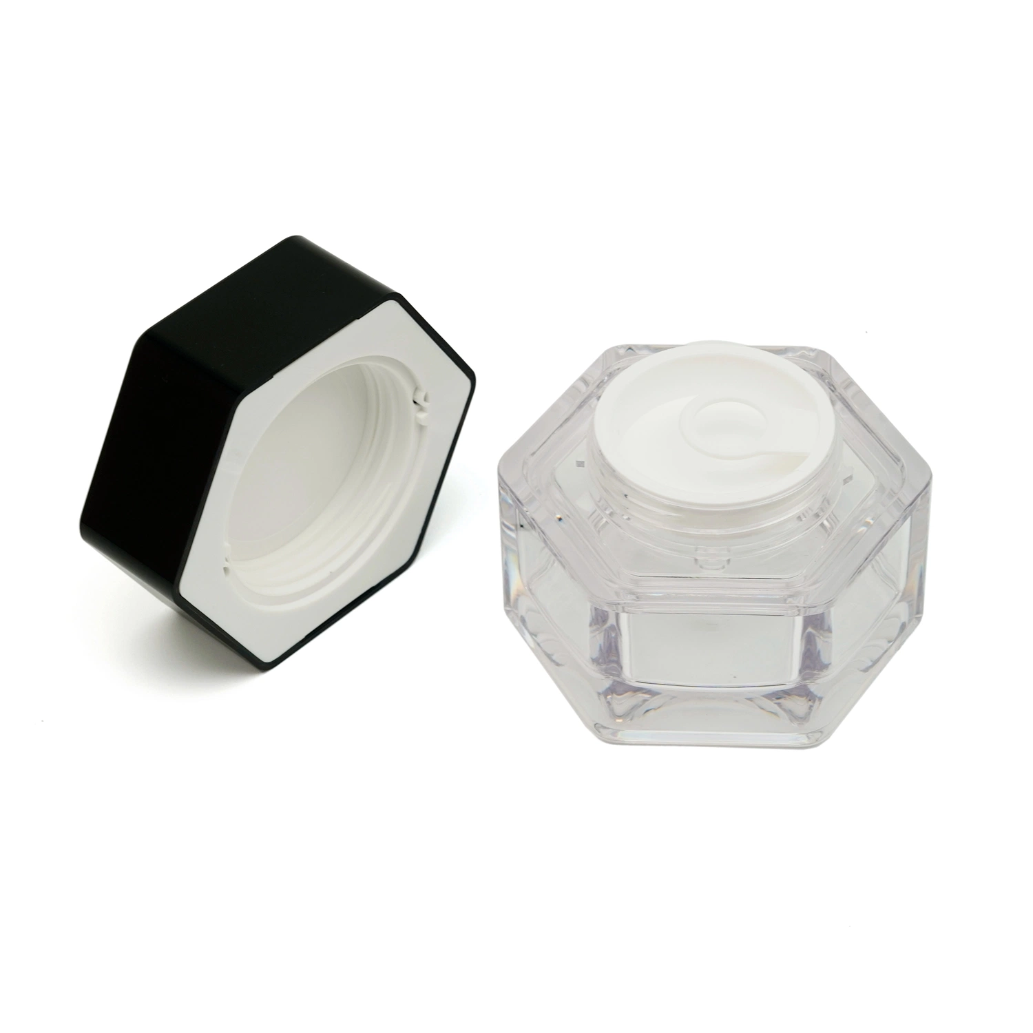 Pot hexagonal en PETG en plastique pour les soins de la peau, crème cosmétique