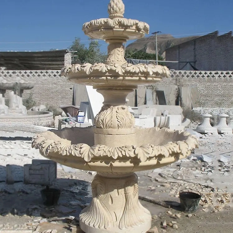 La mano de mármol tallado de fuente de agua, fuente de gran tamaño de la Estatua de la decoración de jardín