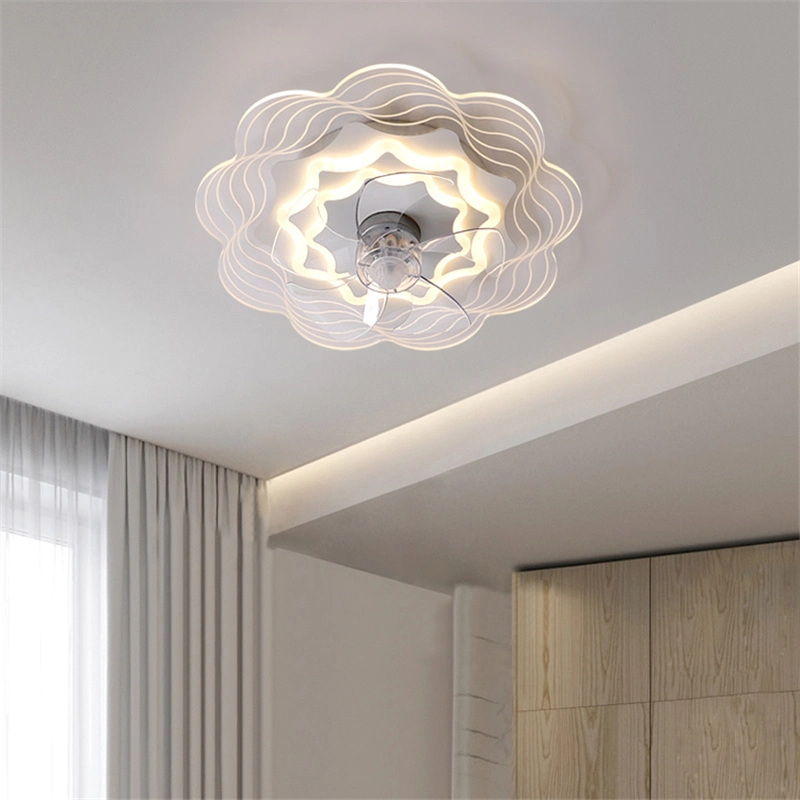Bedroom Ceiling Fan with LED Light Living Room Remote Control Ceiling Light Dining Room Ceiling Fans with Lights Flowers Lamp
