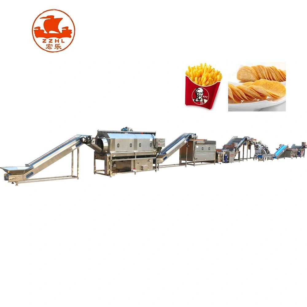 21 Stainless Steel 304 Fully Automatic Frozen French Fries Making Machine Potato Chips Production Line