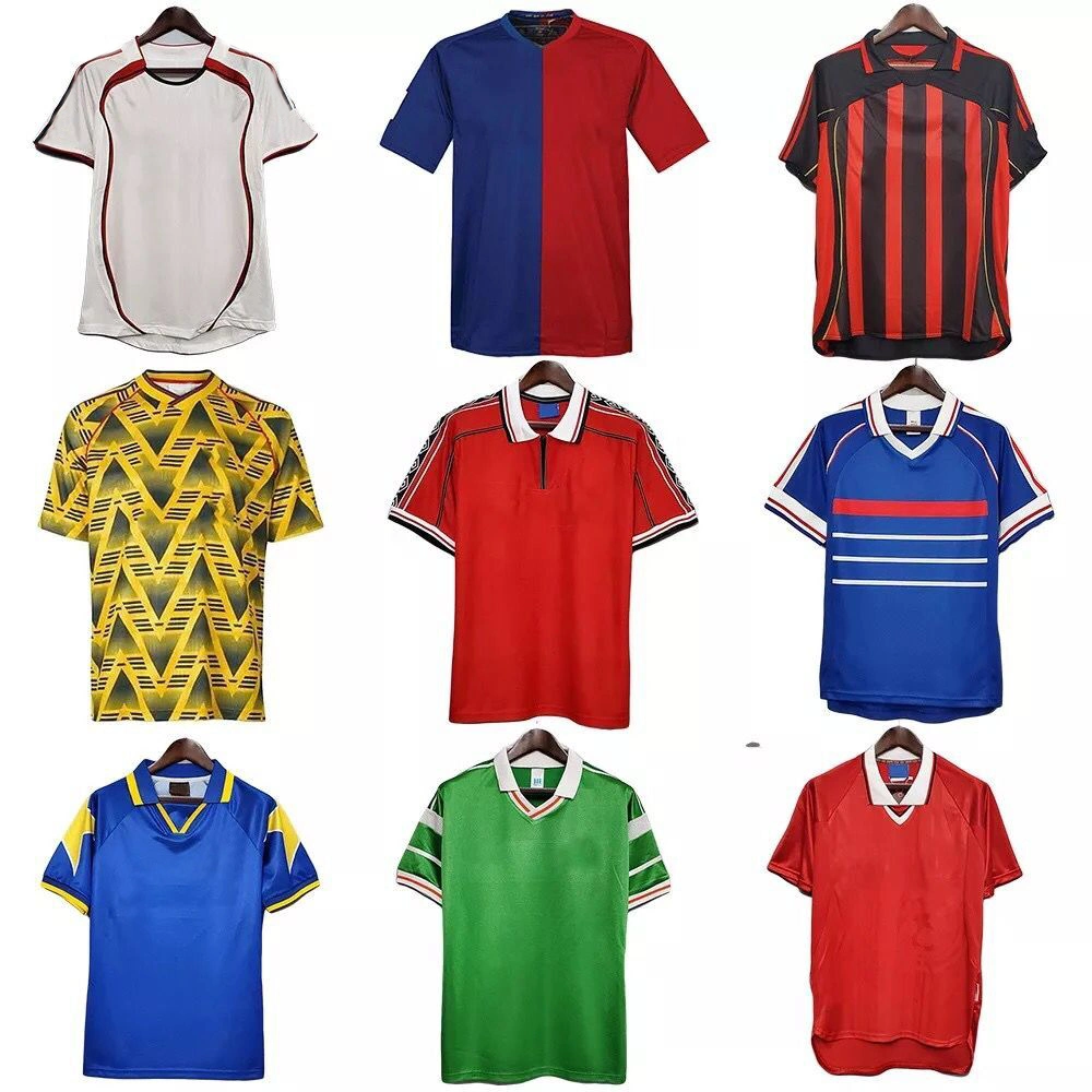 Top Grade Thailand Qualität Atmungsaktive Schnell Trocknende Klassische Retro-Shirt Fußballtrikot Vintage Fußballtrikot