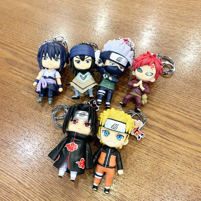 Conjunto de cartao Pendant PVC Doll Uchiha Sasuke anime Keychain