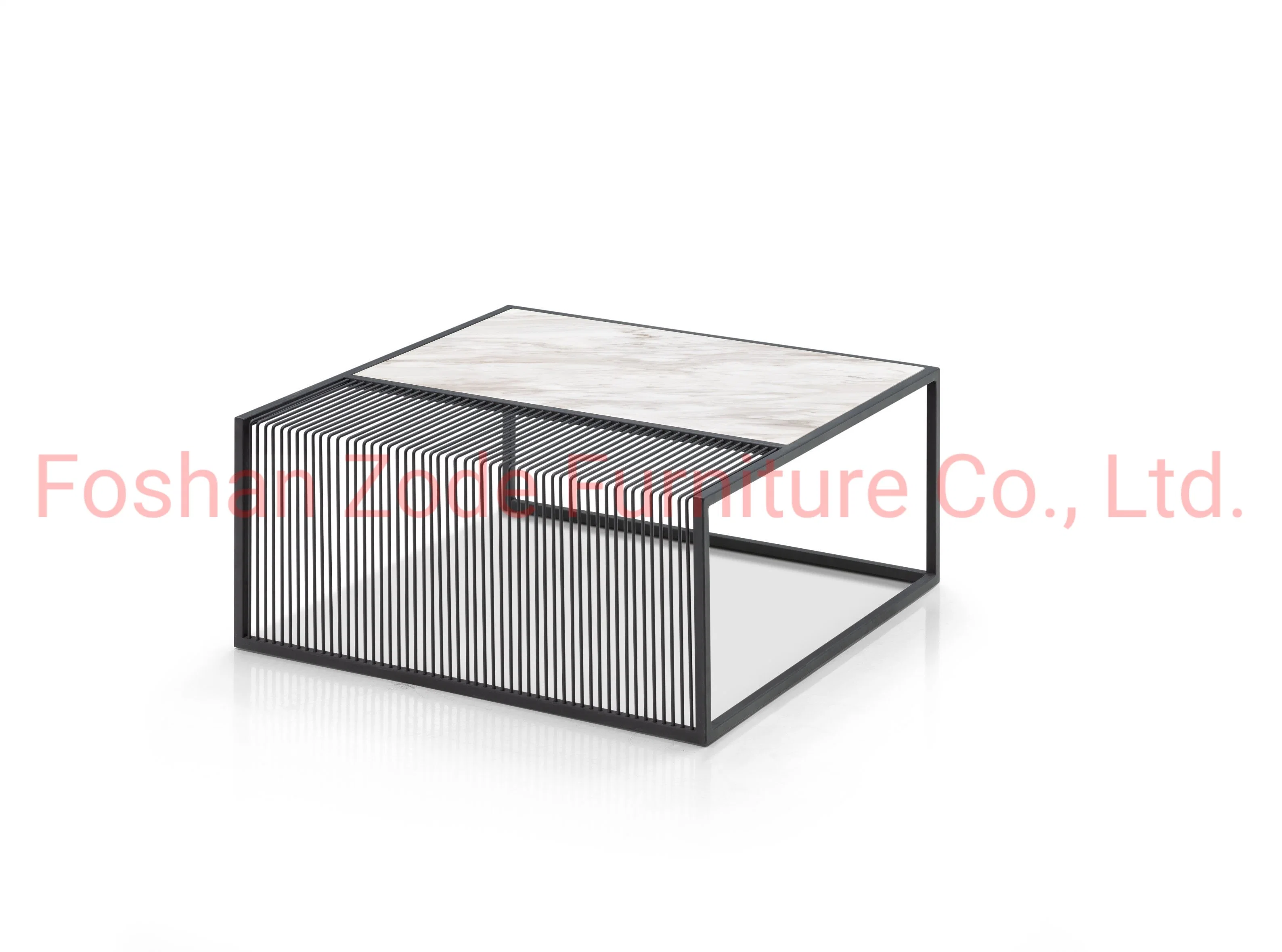 Zode Modern White Marble Metal Furniture Factory Wholesale/Supplier Unique Black Marble Top Coffee Table Chair Home Living Room Hotel