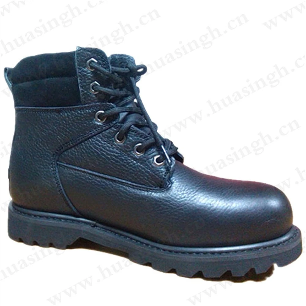 Gww, MID-Cut Oil Resistant Embossed Leather Industrial Safety Shoe Anti-Puncture Goodyear Rubber Outsole Work Boot for Lumberjack HSB141