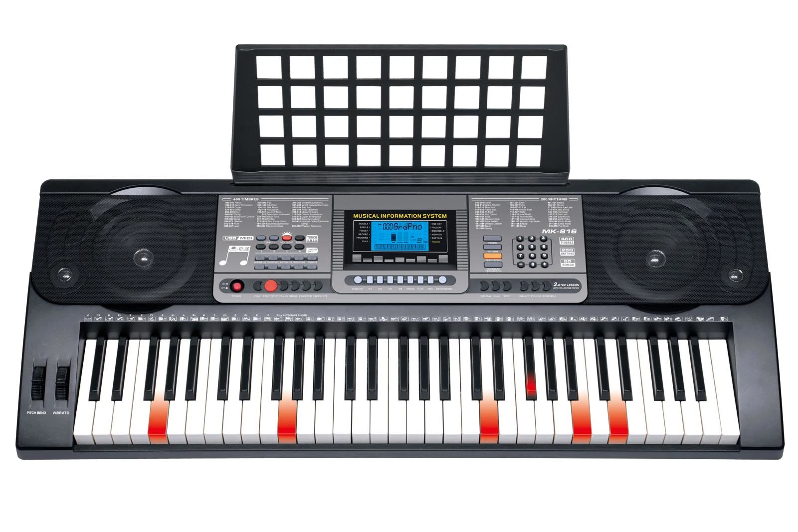 61- Key Piano Keyboard with USB-MIDI Lighting System and Teaching APP