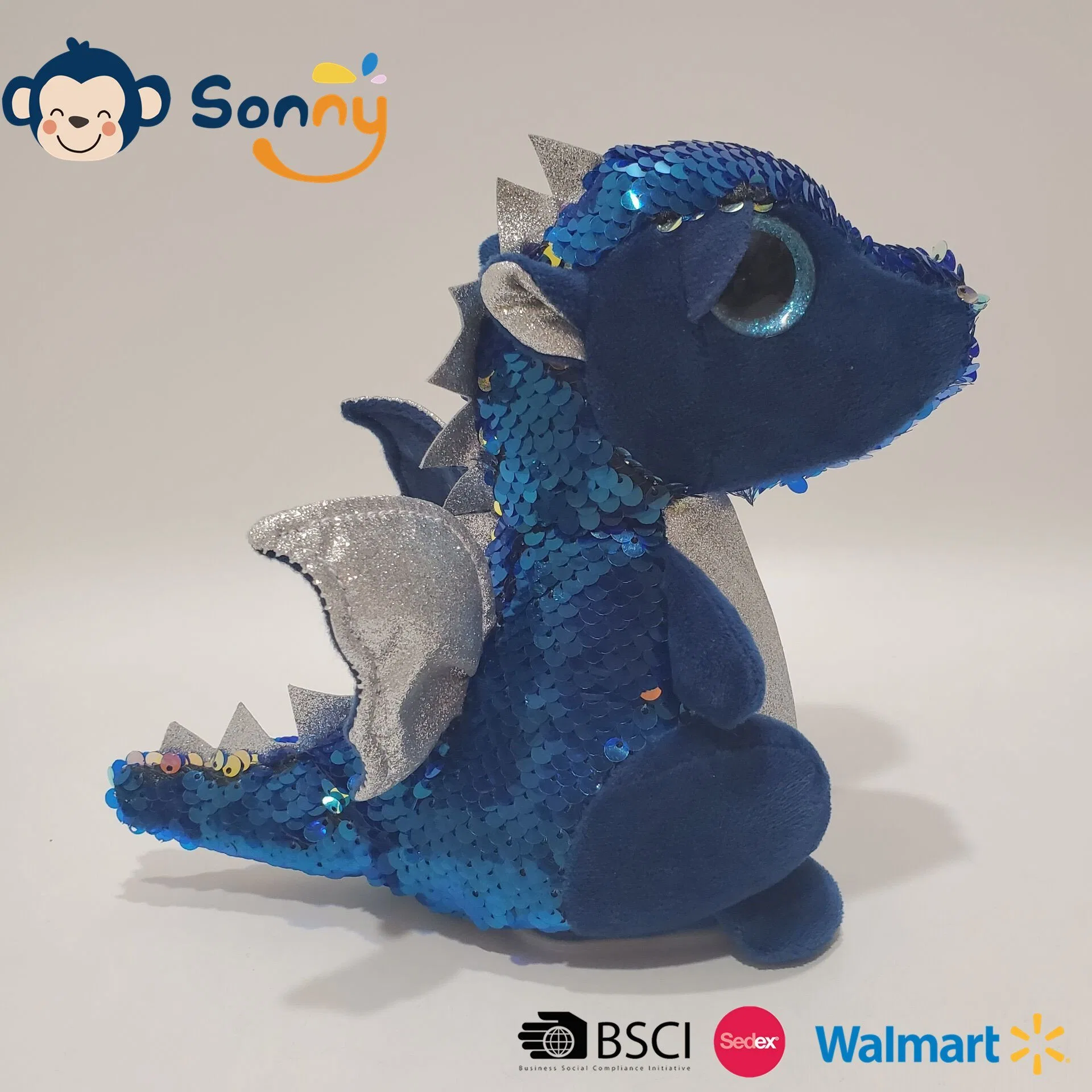 2022 New Fashion Voice Recording Stuffed Dragon Toy Key Chain Made of Glitter Material