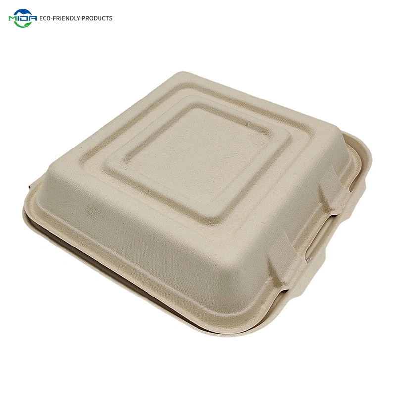 Biodegradables desechables de papel el depósito de pulpa de comida rápida Burger Almuerzo Box