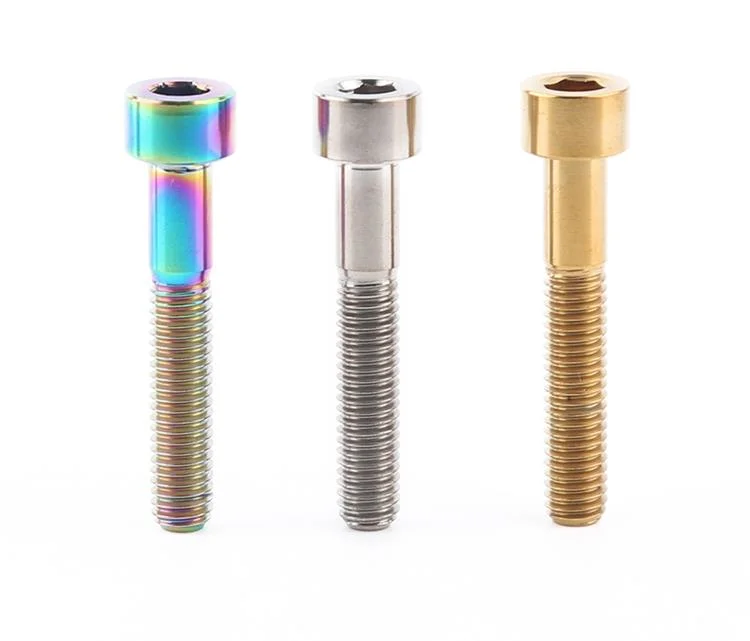 Pernos de bicicleta M6*20mm Titanium Bolt Factory TI GR5 TC4 Handlebar Tornillo DIN Gold Rainbow PVD Coating TI pernos