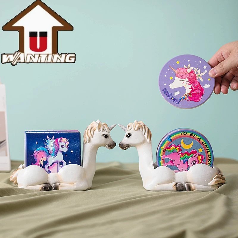 Animal Shape Unicorn Cup Mat Resin Product for Restaurant Home Bar Decor