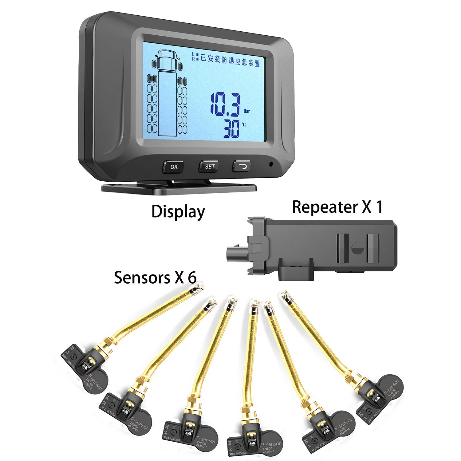 Truck Pressure Monitor System Wireless USB Auto Security Alarm Tire Pressure Sensor TPMS