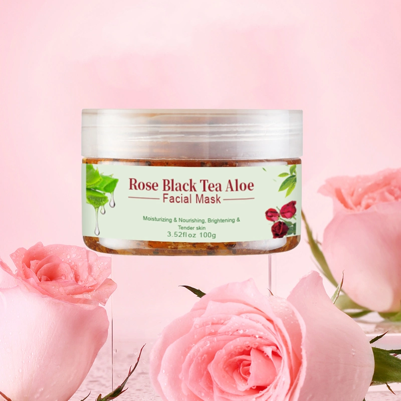 O OEM/Natural ODM Rose chá preto Aloe Hidratante Karité hidratante Lama Máscara facial Pele de concurso