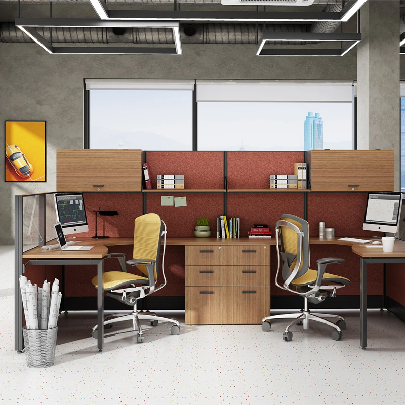 Custom Wood Desk U Shape Furniture Cubicles Modern 2 Person Workstation Office Partition