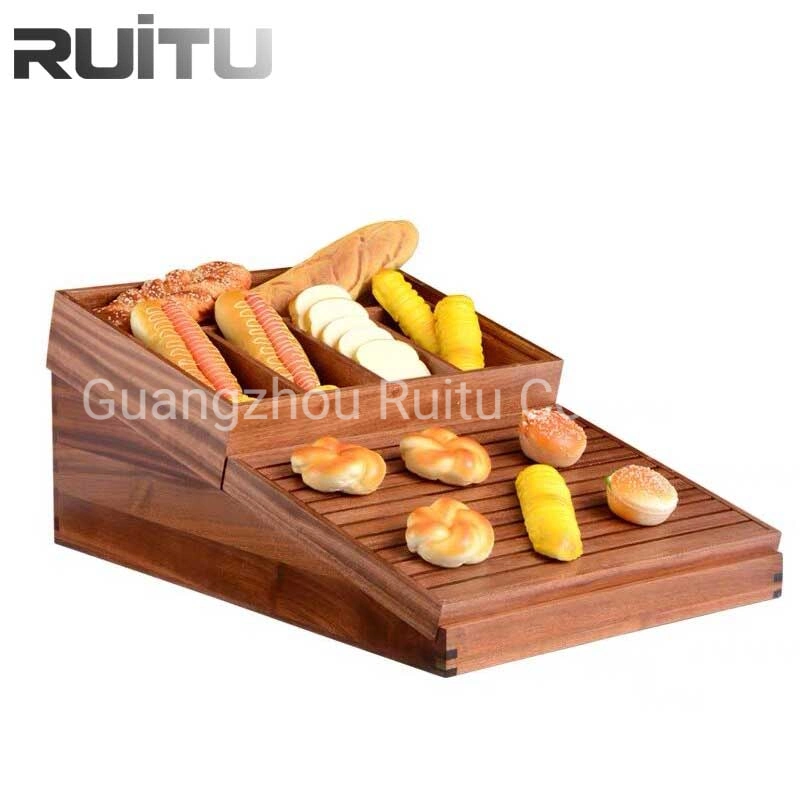 La nueva combinación de madera Soporte de pantalla Creative Hotel Grande de madera maciza Fruta Macaron Pastelería caja de Pan postre Buffet Snack Server Racks de pantalla