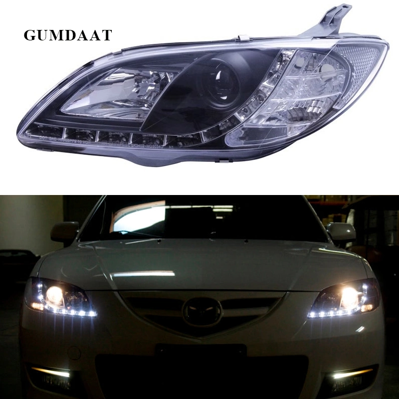 Gumdaat Mazda3 Black DRL LED Projector Head Lights for Mazda 3 Bk 2003 2009 4 Doors Sedan