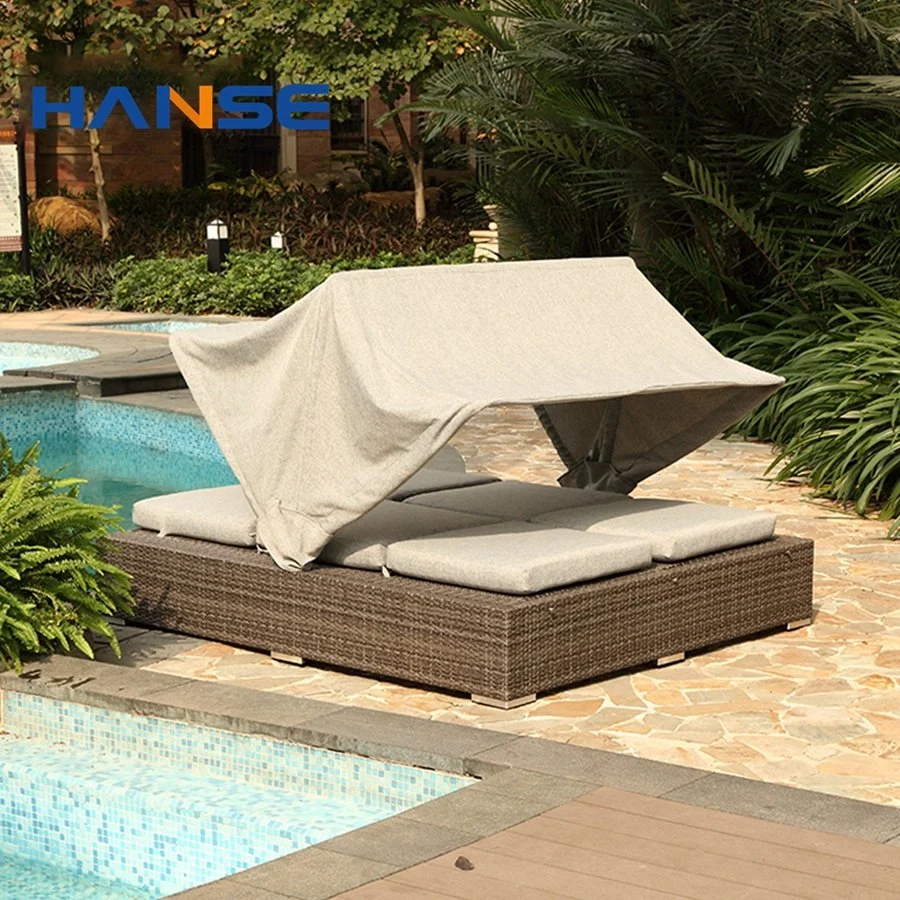 Home Patio Rattan Cocoon Shaped Chair Outdoor Wicker Daybed Sun Lounger Chair Bed on Beach