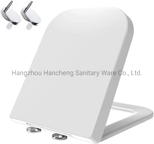 Square Toilet Seat, Soft Close Toilet Seat White with Quick Release, Top Fix 360 Adjustable Hinges, White Duroplast Loo Seat