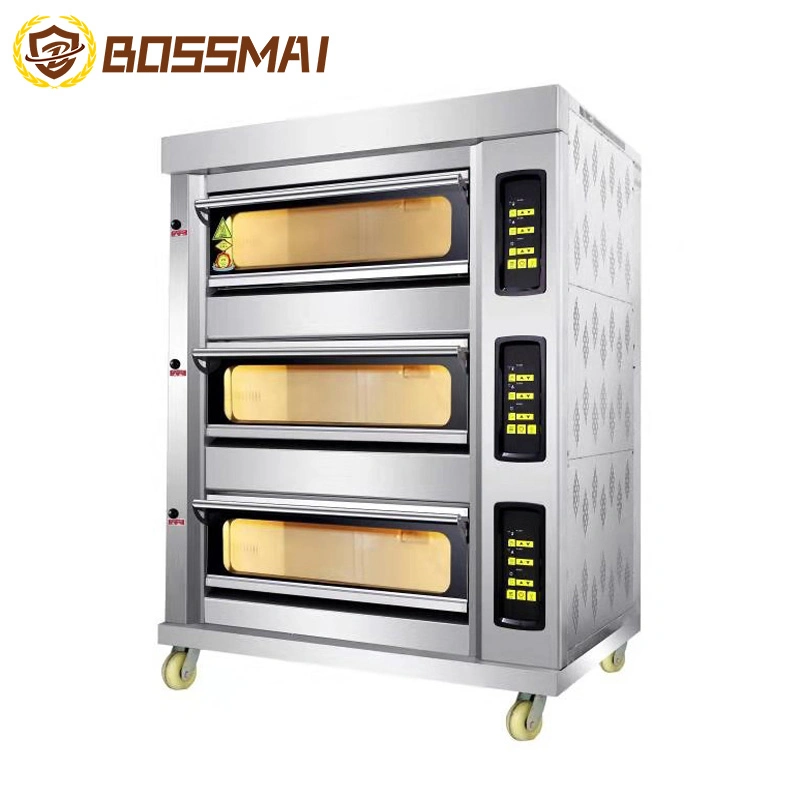 Commercial Kitchen 3 Deck 9 Trays Electric Gas Baking Machine for Bakery