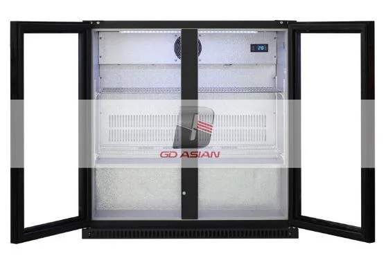 Back Bar with 2 Hinged Door Refrigerator Display Showcase Upright Drink Cooler Mini Fridge