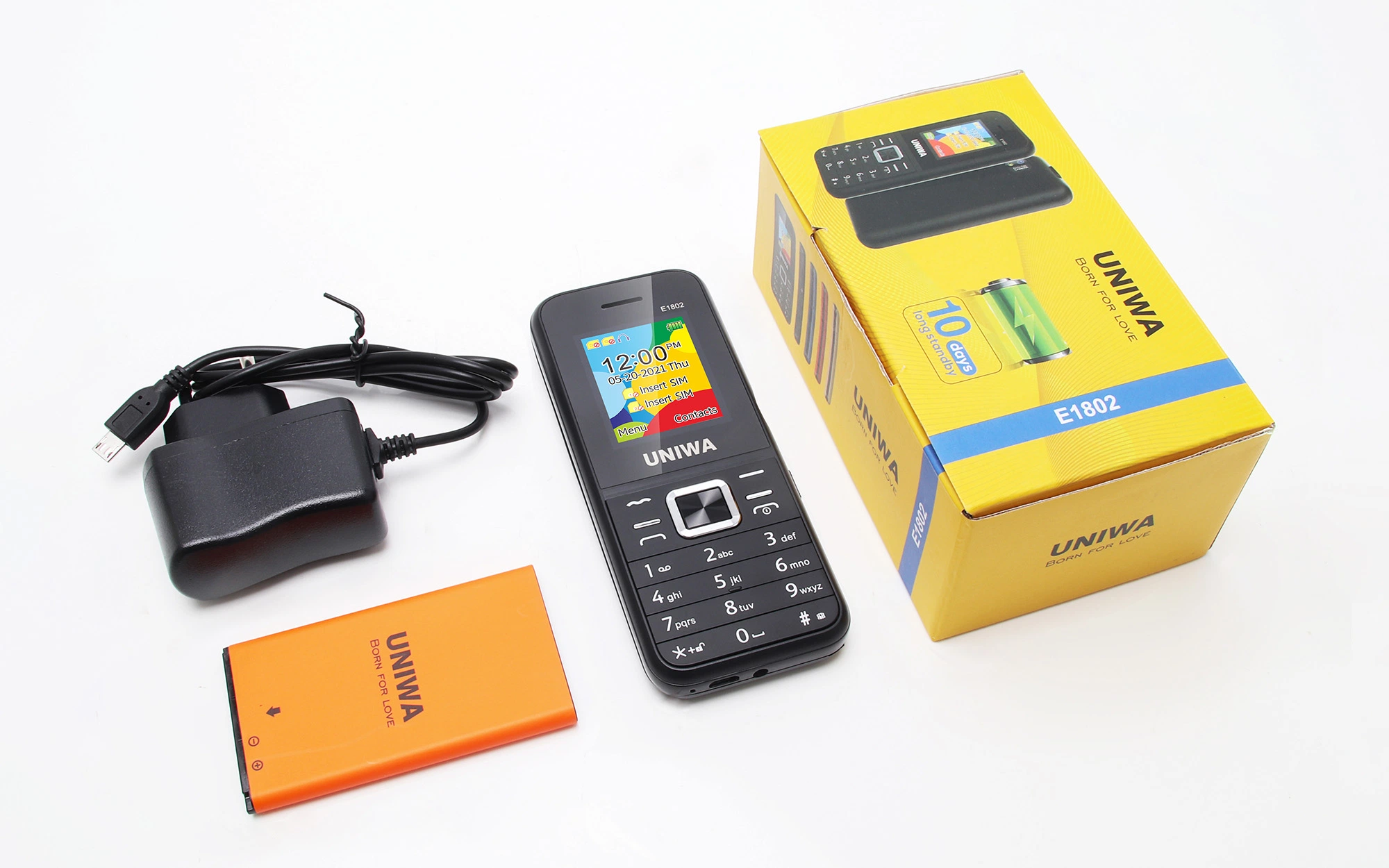 Uniwa E1802 1,77 Zoll Bildschirm 25bi Akku lang Standby Neu Tastatur-Funktion Telefon mit Taschenlampe