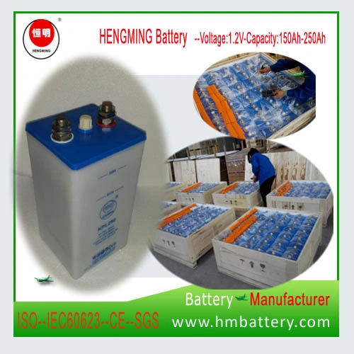 Hengming Industrial/ Power Plant/ Utility/ UPS/ Power Substation/Solar Power 1.2V 250ah NiCd Rechargeable Alkaline Battery