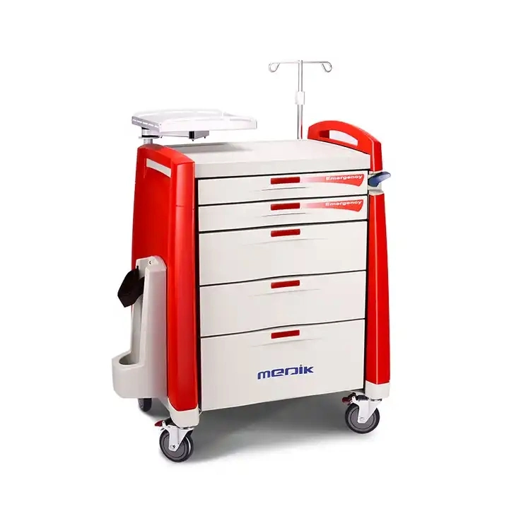 Mobile Hospital Medical ABS Plastic Emergency Crash Cart Medication Trolley for Clinic