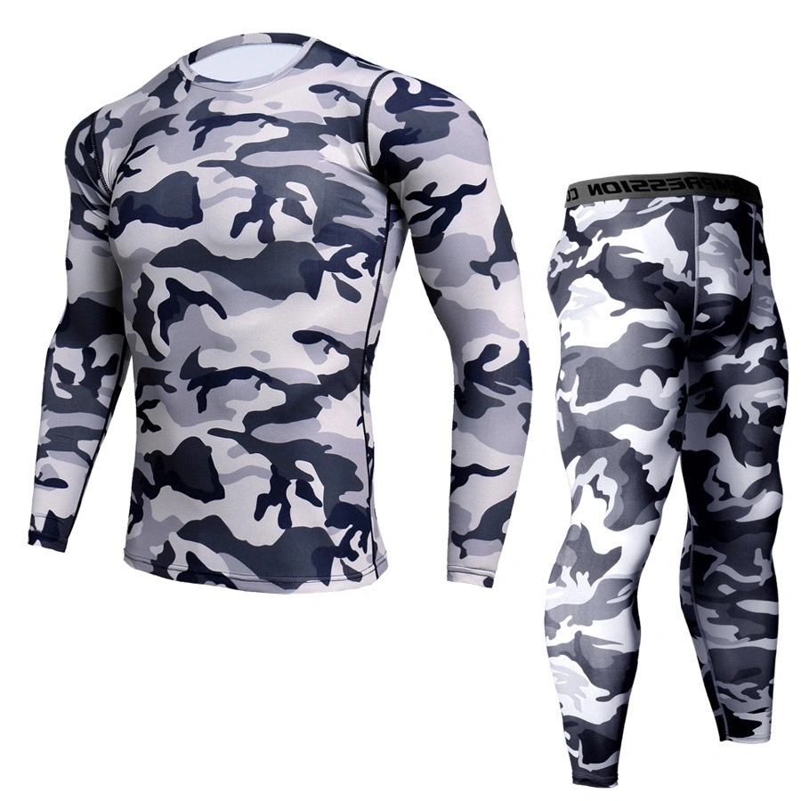 Two Piece Men Sports Training Fighting Compression Upf Sublimation Suits