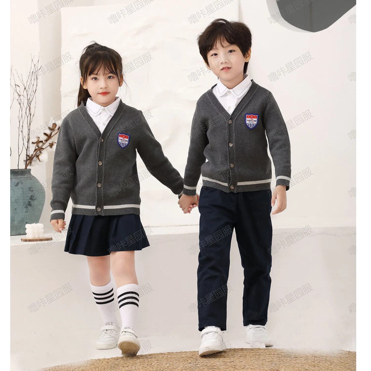 Manufacture Long Sleeve 100% Cotton Customized Educational Dress Kids Wear School Attire