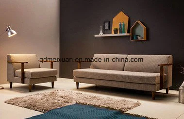 Double Nordic Country Real Wood Japanese Sitting Room Cafe Three Bedroom Cloth Art Sofa (M-X3336)