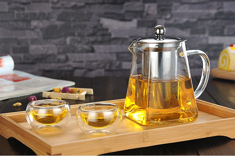 Borosilicate Glassware Drinking Pyrex Teapot Set with Stainless Steel Filter