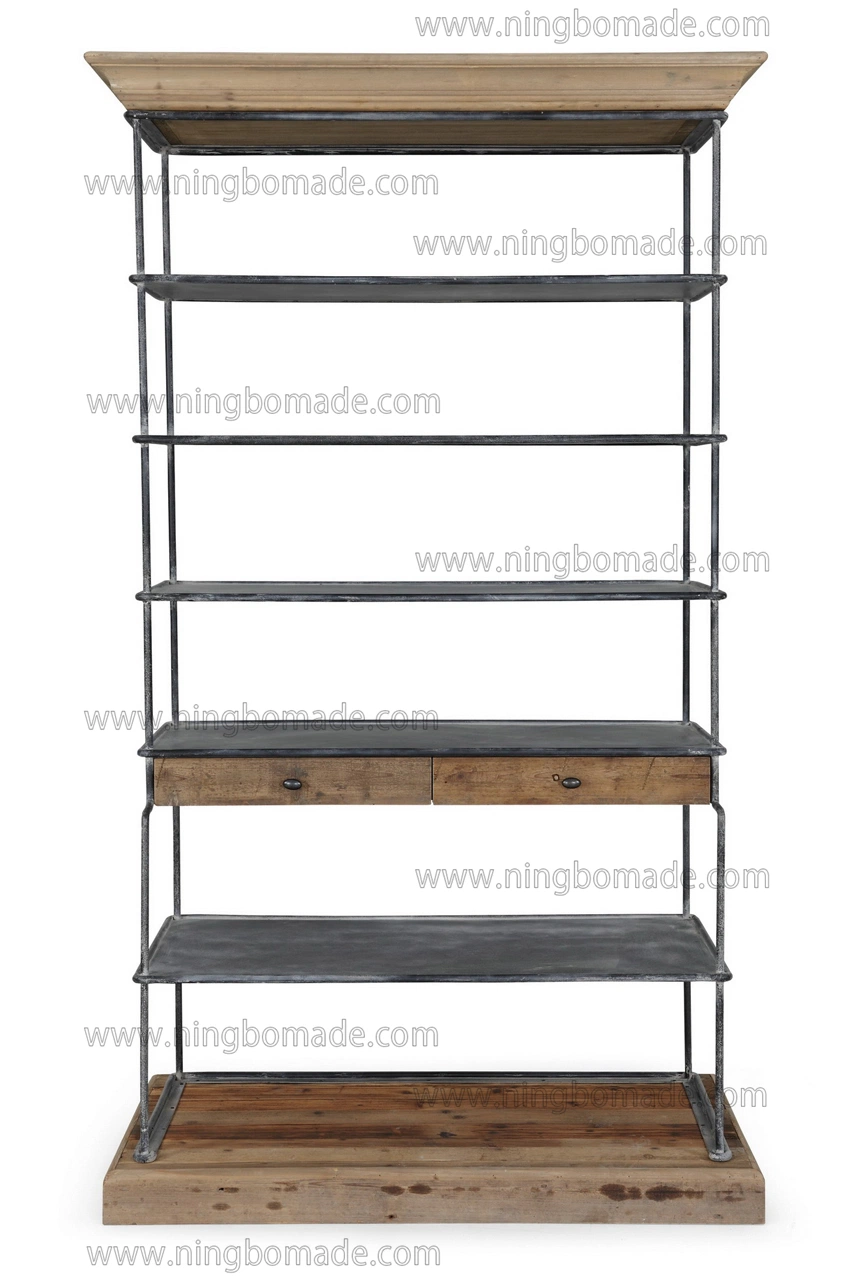 Reclaimed Pine Wood and Antique Iron Book Shelf