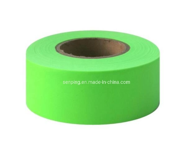 Farm Garden Plastic Marking Ribbon Strapping Flagging Tape Hot Sale Customize Printed Signal Adhesion Safety Flagging Barrier PVC Reflective Warning Tape