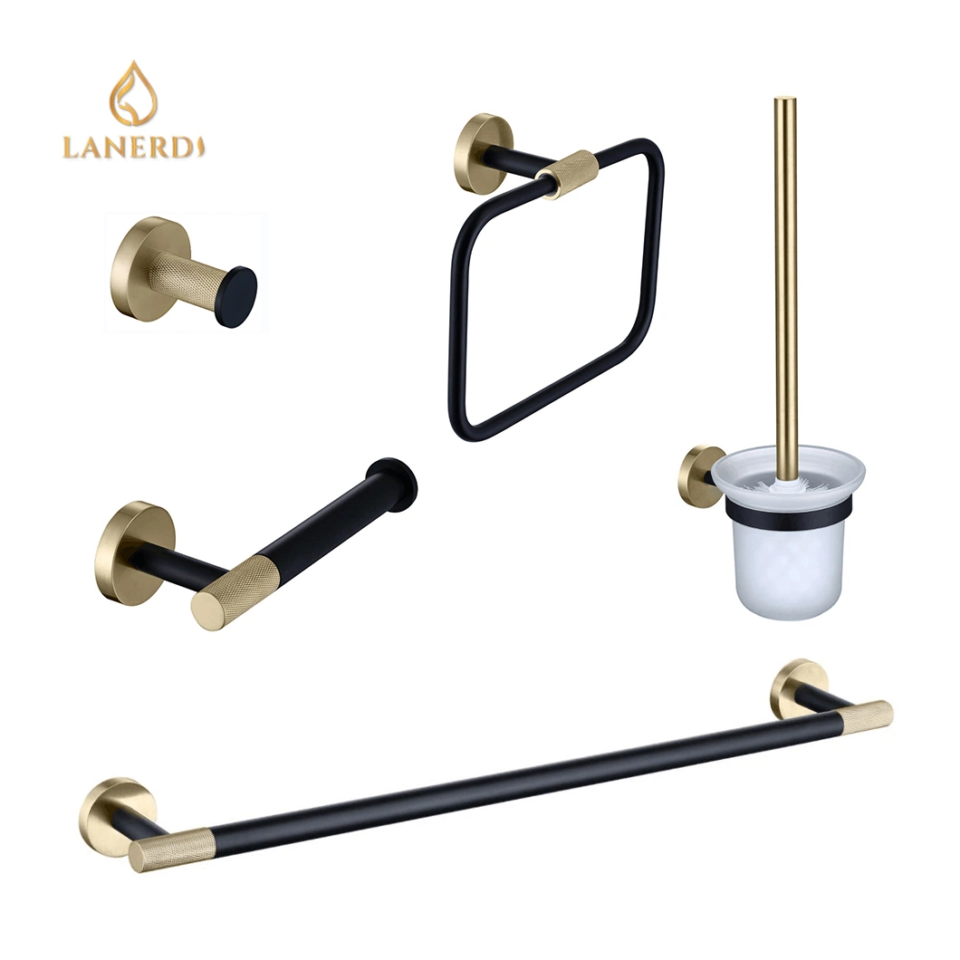 Bathroom Hardware Sets Black and Gold SUS 304 Stainless Steel Bathroom Accessories