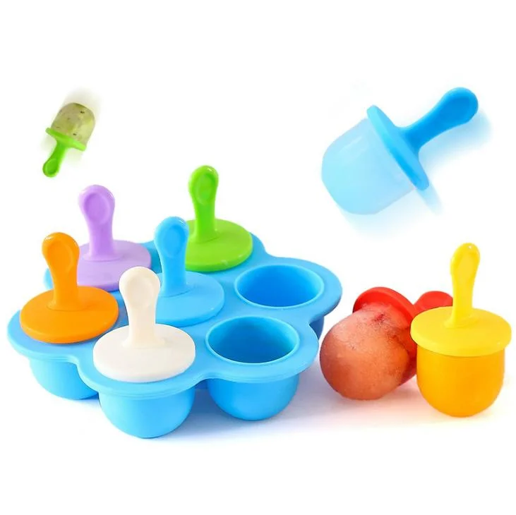 Silicone Ice Cream Popsicle Maker Ice Pop Mold with Colorful Plastic Sticks