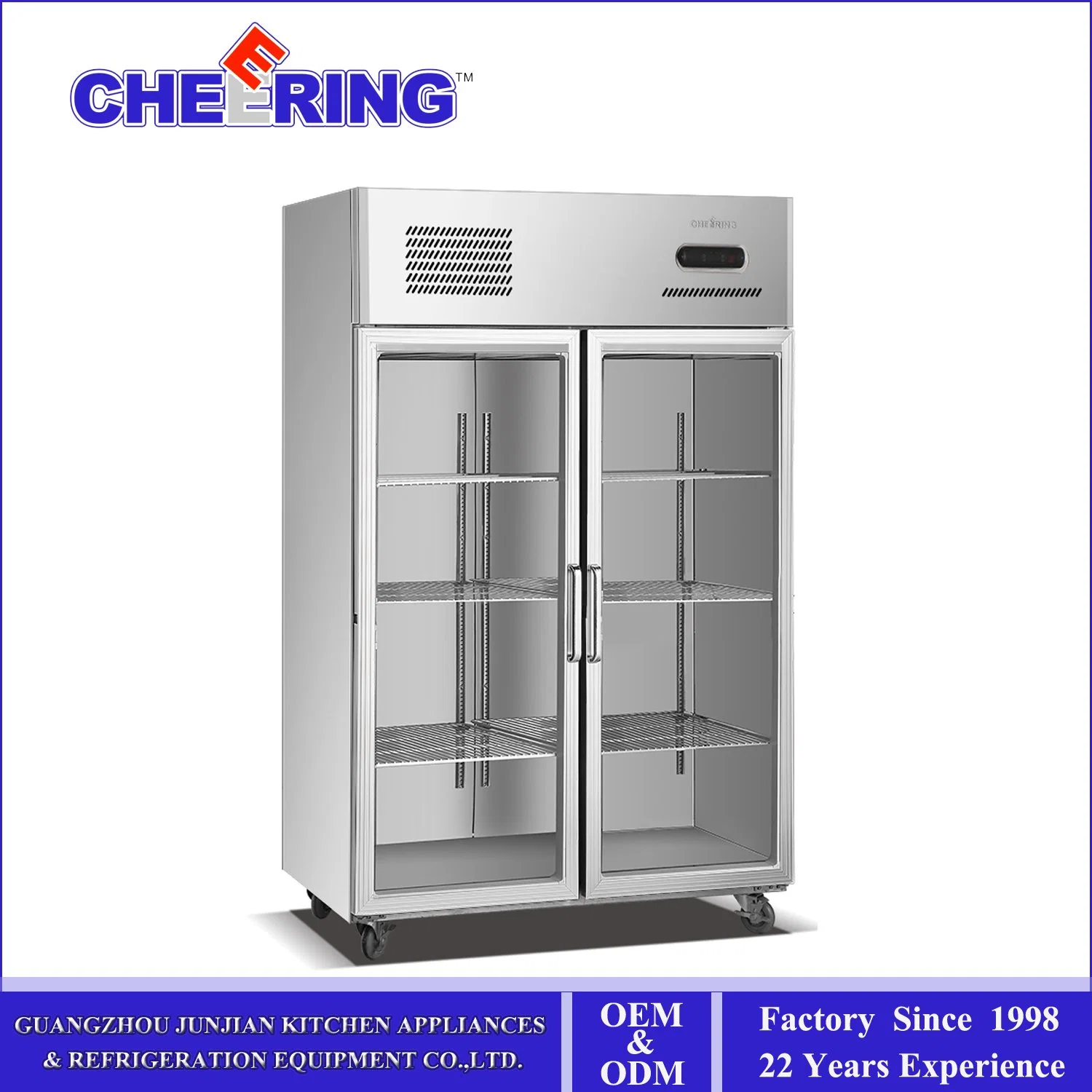 Junjian Cheering Double Sliding Door Commercial Upright Display Showcase Cooler for Beverage Stock