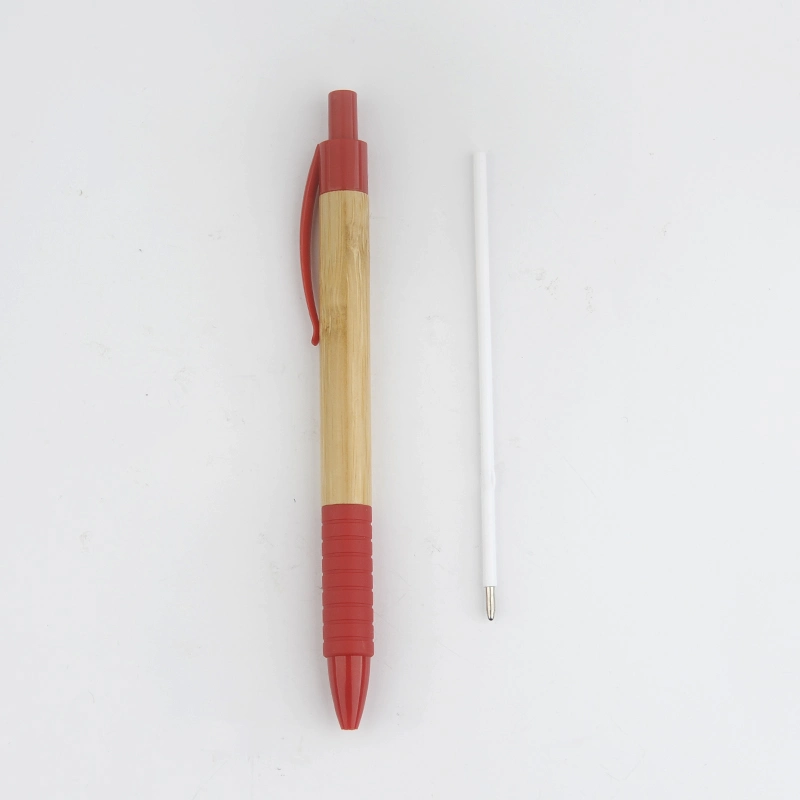 Custom Adverstising Office Plastic Eco Friendly Bamboo Click Ballpoint Pen