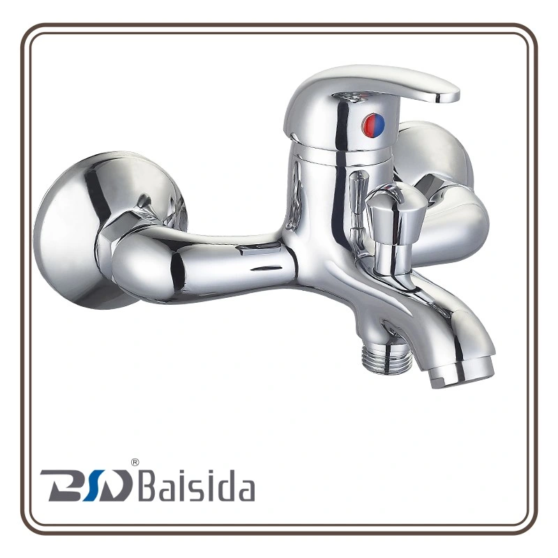 Chrome Single Handle Wall Mounted Shower Faucet Brass Bath Mixer