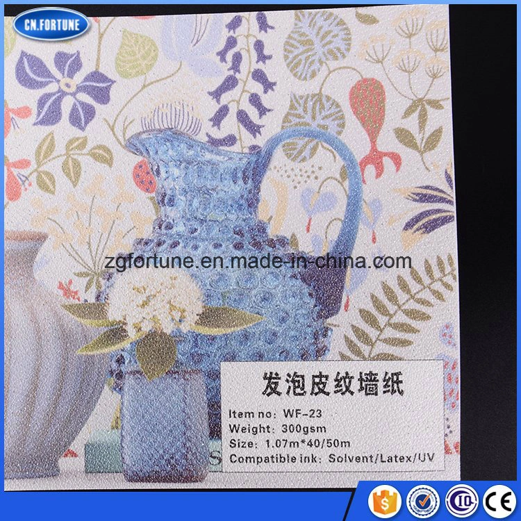 China Lieferant Günstige Schaumstoff Leder Muster Moderne Wandpapier, Tapete Material für Inkjet Print