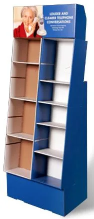 Custom Cardboard Paper Corrugated Flat Packed Floor Display Stand Shelf Rack