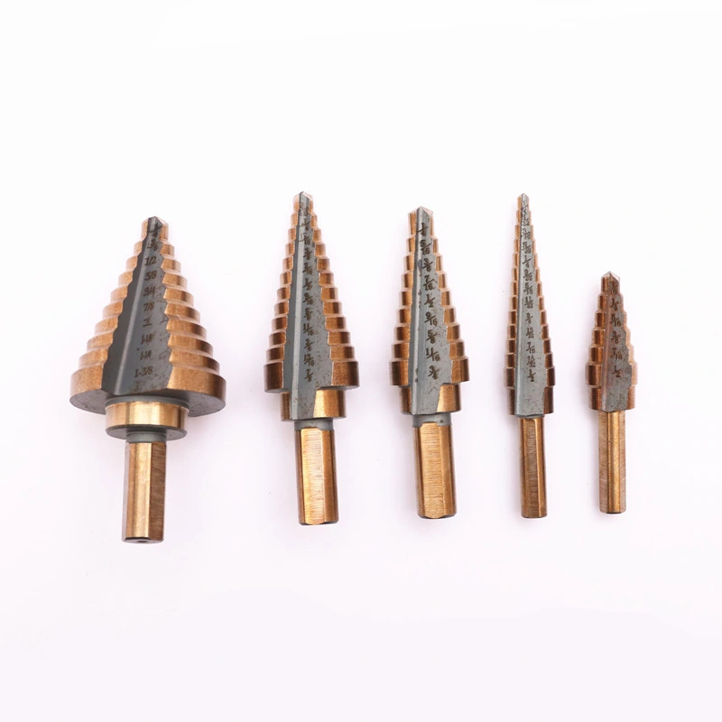 Step Drill Bit Set for Metal and Wood 6 Piece SAE, Spiral Grooved for Faster Drilling Titanium Coated