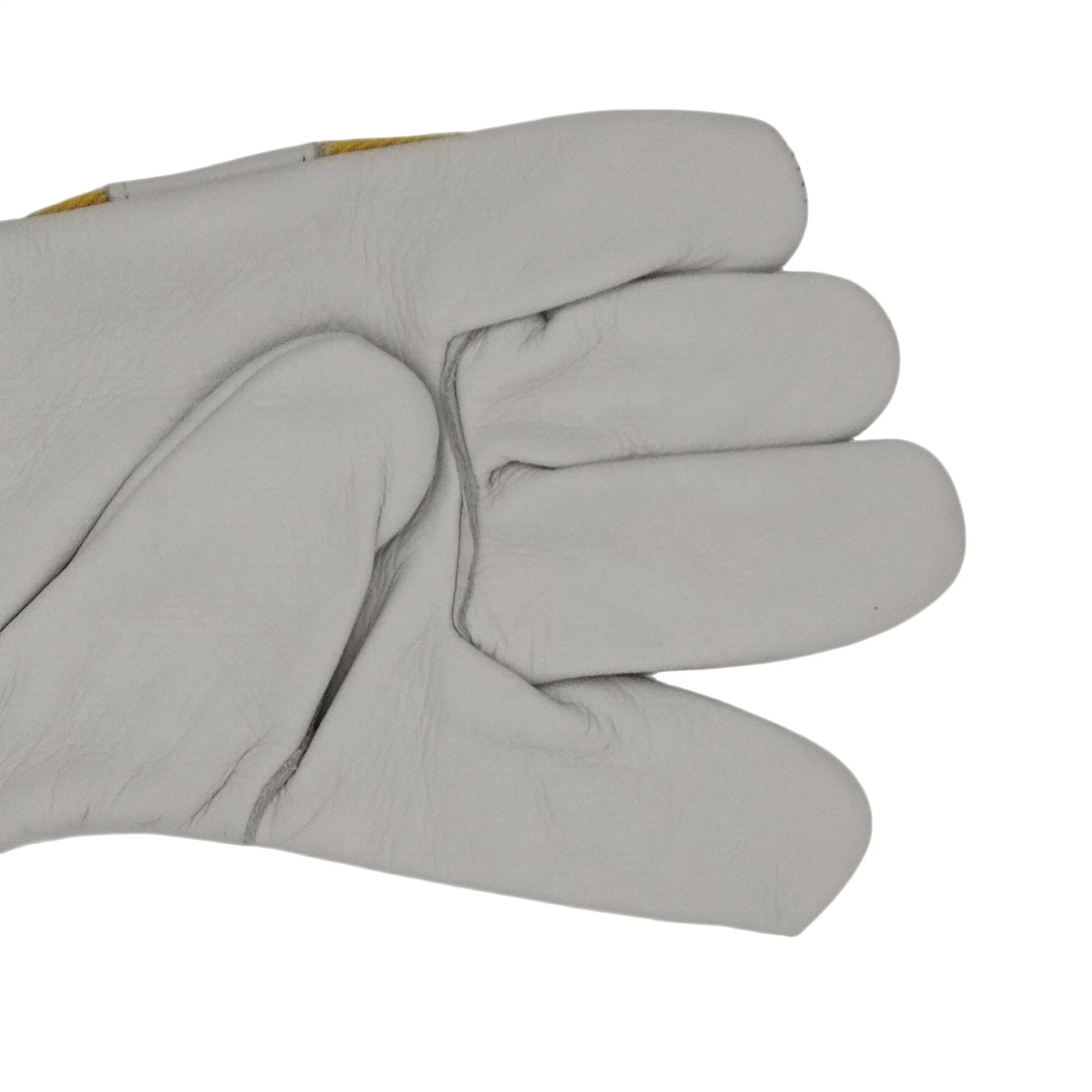 Beige Cow Grain Leather Full Palm Half Lined Construction Work Glove