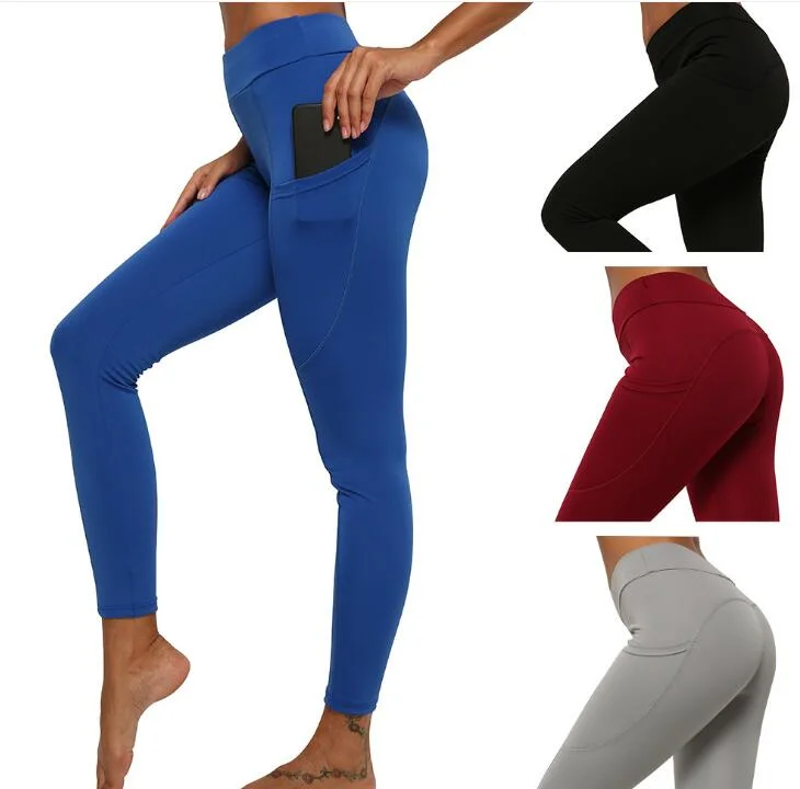 Pantalones de yoga de talla grande para mujeres con bolsillo, mallas de gimnasio.