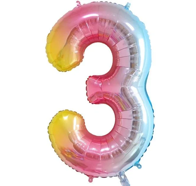 Gradient Color Birthday Party Supplies Decoration Rainbow 0-9 Number Balloons