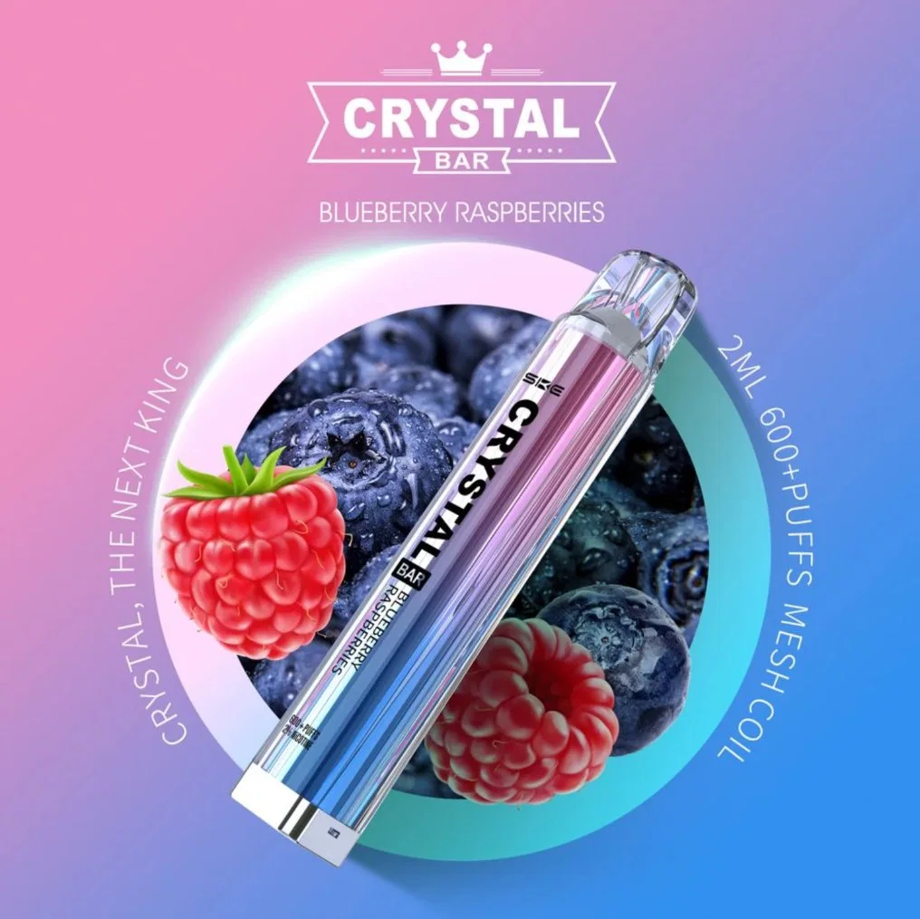 UK Top Selling Cigarette Ske Crystal Vape Bar 600puff 20mg Nicotine The Crystal Vape Bar Mesh Coil 25 Flavors Tpd OEM Crystal Vape Bar