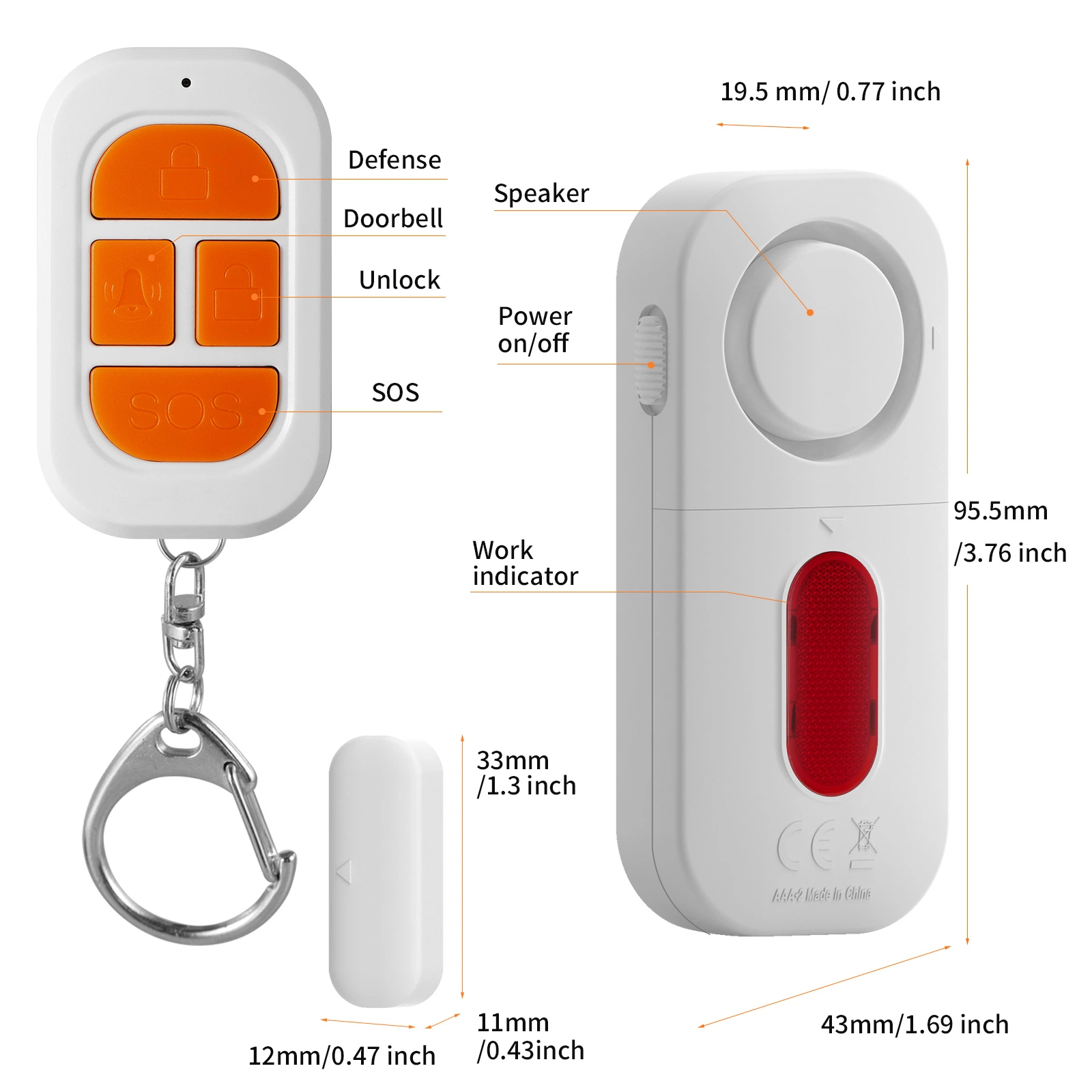 La seguridad en casa de la puerta de alarma de puerta Puerta Inalámbrico Portátil Pasteable alarma portátil