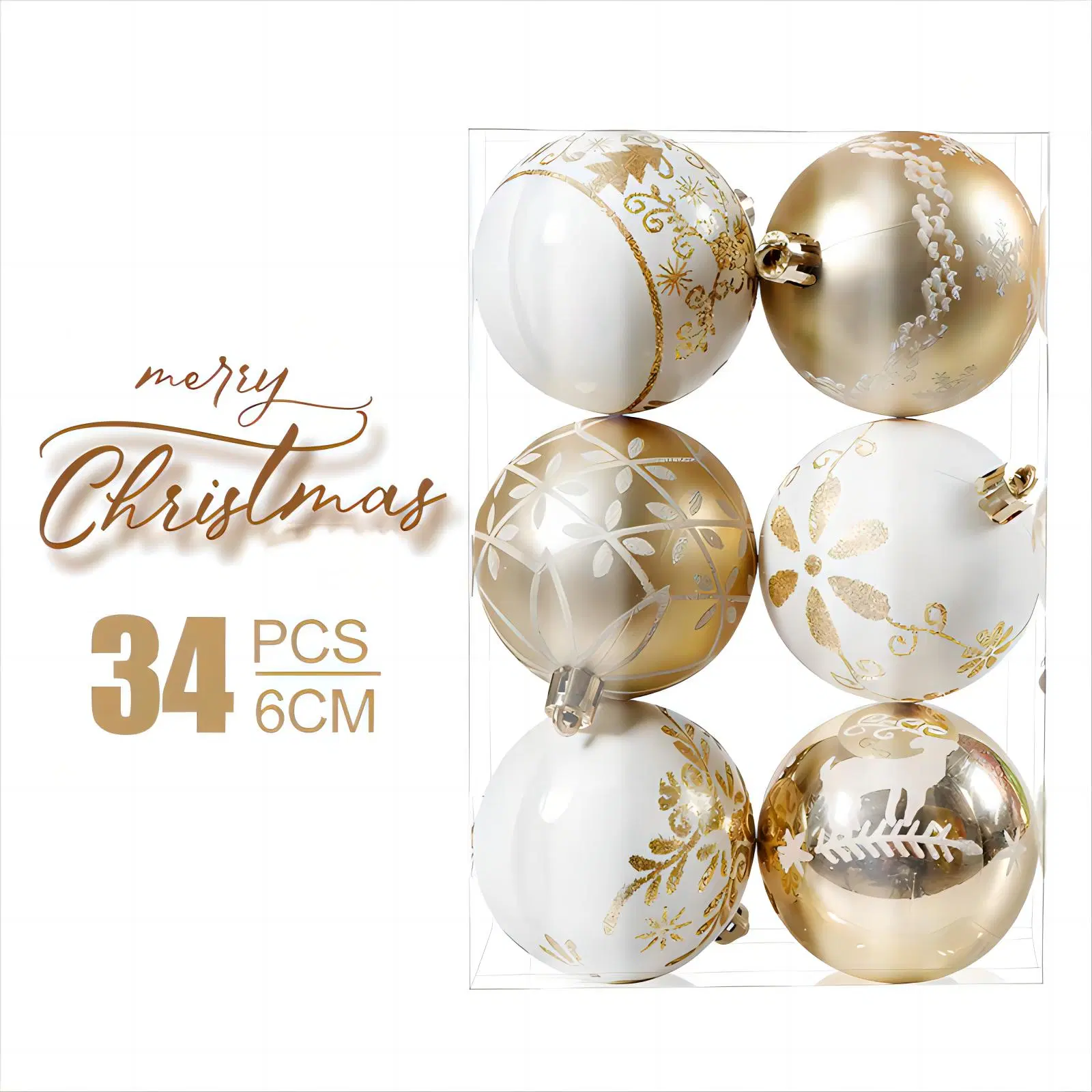 New Christmas Product 6 PC Electroplating Painting Christmas Ornament Balls Set Christmas Decorations