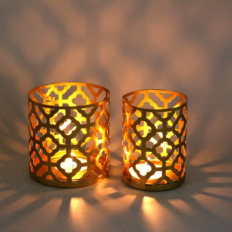 Nordic Gold Geometric Iron Candle Holder