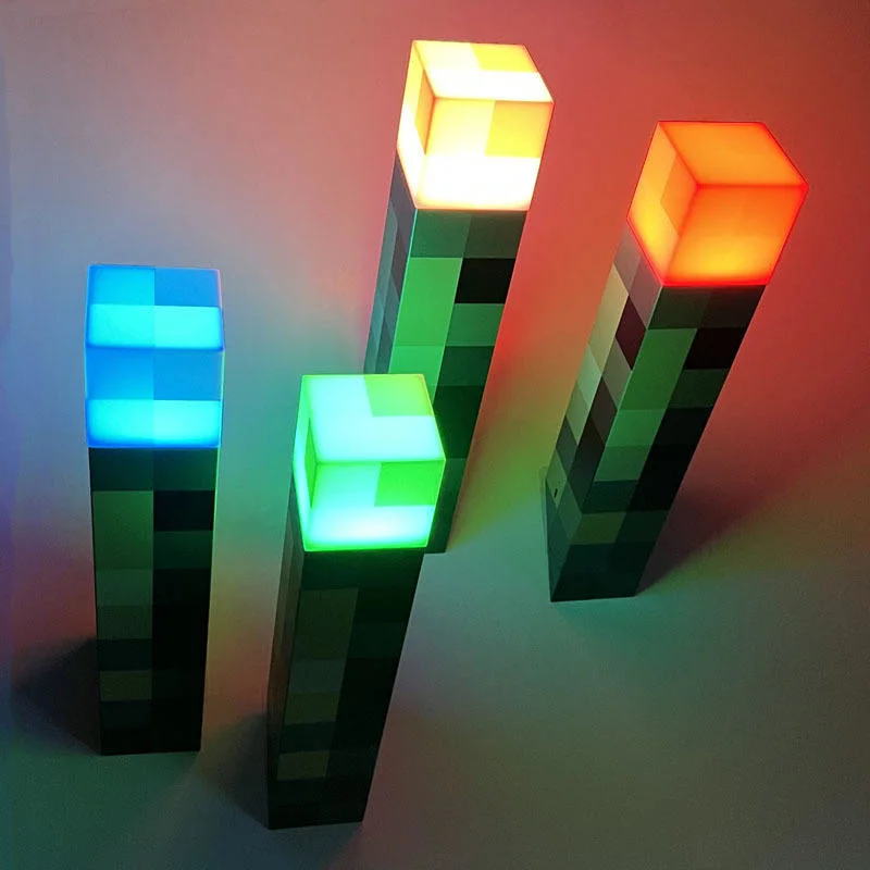 Venta caliente mano USB LED Linterna Minecraft de piedra rojiza de la pared de la luz de noche